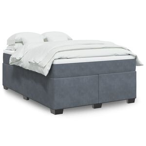 vidaXL Box Spring Bed with Mattress Dark Grey Double Velvet