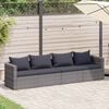vidaXL 4 Piece Garden Sofa Set with Cushions Grey Poly Rattan
