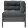 vidaXL 3 Piece Garden Lounge Set with Cushions Grey Solid Pinewood
