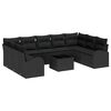 vidaXL Sofa Set with Cushion 10 pcs Black Poly Rattan