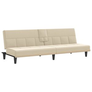 vidaXL Sofa Bed with Cup Holders Cream Fabric