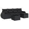 vidaXL 6 Piece Garden Sofa Set with Cushions Black Poly Rattan