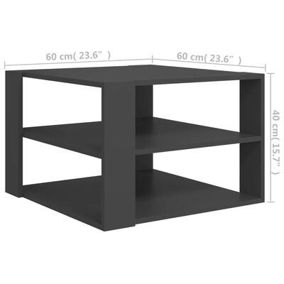 vidaXL Coffee Table Grey 60x60x40 cm Engineered Wood