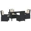 vidaXL Garden Dining Set 5 pcs Black Poly Rattan