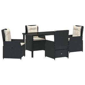 vidaXL Garden Dining Set 5 pcs Black Poly Rattan