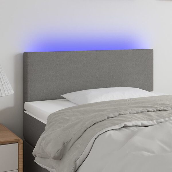 vidaXL LED Headboard Dark Grey 100 cm Fabric