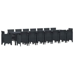 vidaXL Garden Dining Set with Cushions 17 pcs Anthracite PP