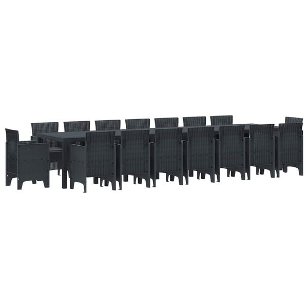 vidaXL Garden Dining Set with Cushions 17 pcs Anthracite PP