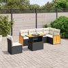 vidaXL 7 Piece Garden Sofa Set with Cushions Black Poly Rattan