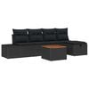 vidaXL Garden Sofa Set 6 pcs Black Poly Rattan