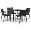 vidaXL 5 Piece Garden Dining Set with Cushions Poly Rattan and Steel
