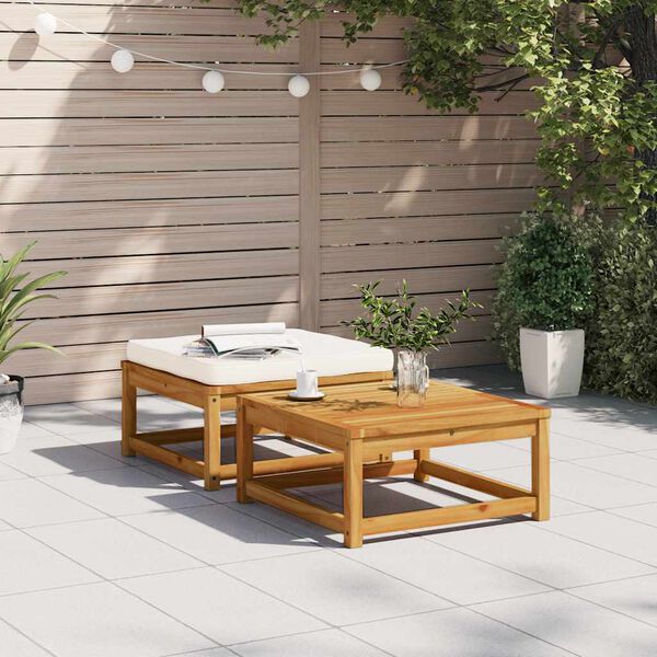 vidaXL Garden Footstool with Cushions Solid Wood Acacia