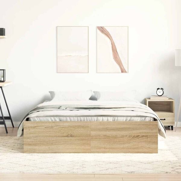 vidaXL Bed Frame without Mattress Sonoma Oak 150x200 cm King Size King Size