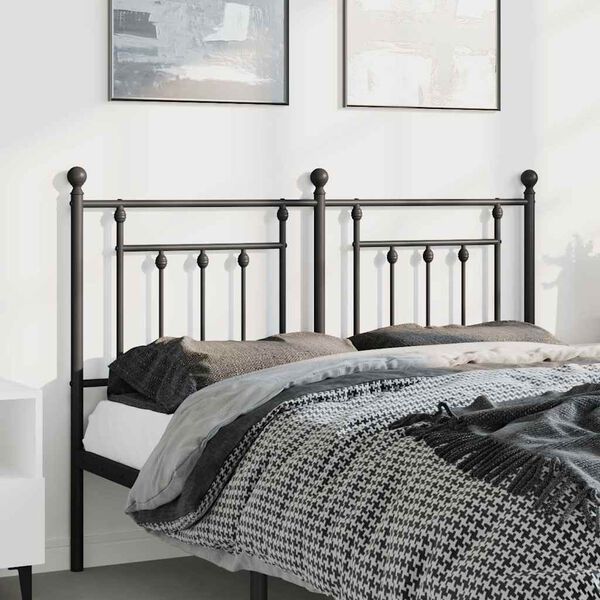 vidaXL Metal Headboard Black 150 cm