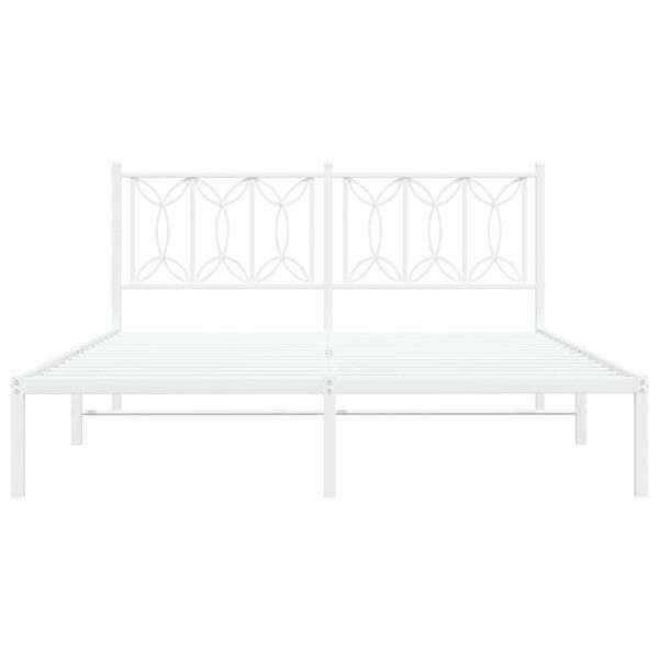 vidaXL Metal Bed Frame without Mattress with Headboard White 150x200cm