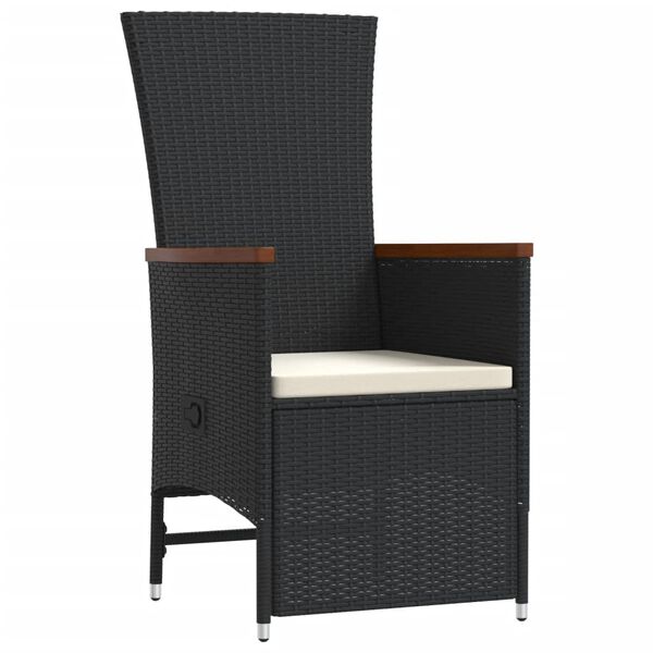 vidaXL 11 Piece Garden Dining Set with Cushions Black Poly Rattan