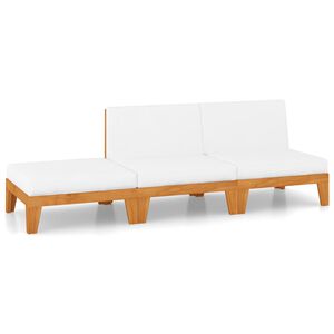vidaXL 3 Piece Garden Lounge Set with Cushions Solid Acacia Wood