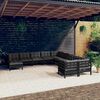 vidaXL 11 Piece Garden Lounge Set with Cushions Black Pinewood