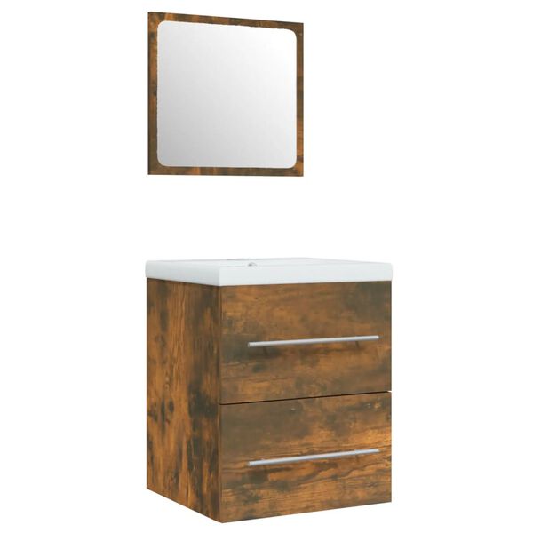 vidaXL Sink Cabinet with Built-in Basin Smoked Oak Engineered Wood