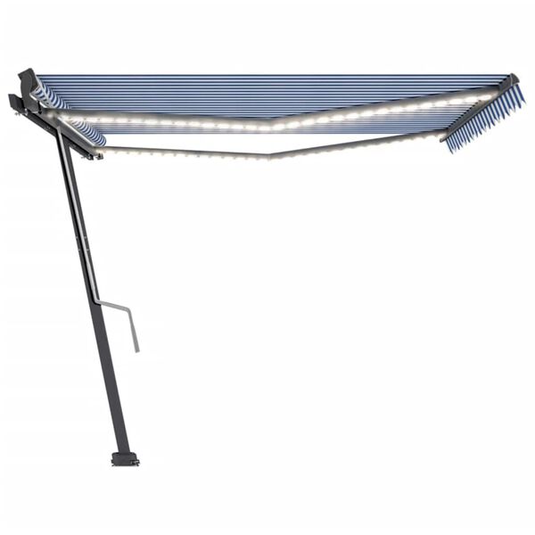 vidaXL Manual Retractable Awning with LED 400x300 cm Blue and White