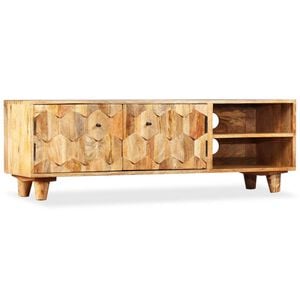 vidaXL TV Cabinet | Natural Mango Wood | Solid Mango Wood | 118 x 35 x 40 cm