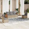 vidaXL 5 Piece Garden Sofa Set with Cushions Beige Poly Rattan
