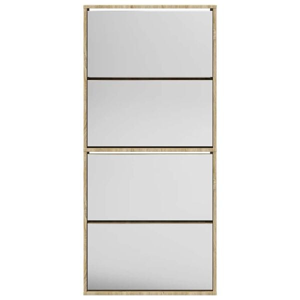 vidaXL Shoe Cabinet 4-Layer Mirror Oak 63x17x134 cm