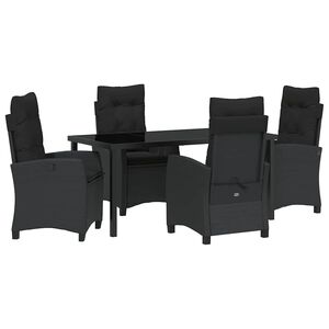 vidaXL Garden Dining Set 5 pcs Black Poly Rattan