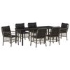 vidaXL Garden Dining Set 7 pcs Grey Poly Rattan