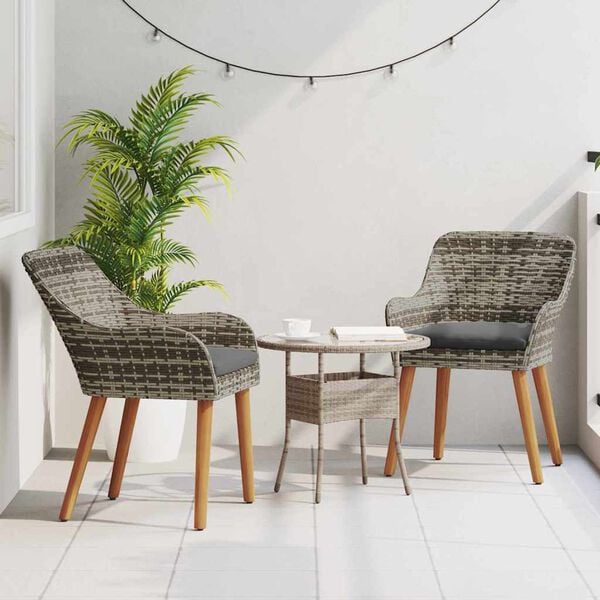 vidaXL Garden Chair 2 pcs Grey 55 x 62.5 x 82cm Poly Rattan