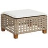 vidaXL Garden Stool with Cushion Beige 63.5x56x32 cm Poly Rattan