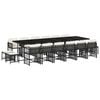 vidaXL 17 Piece Garden Dining Set with Cushions Black Poly Rattan