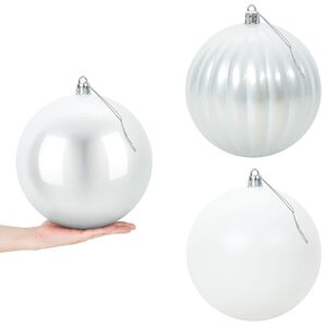 vidaXL Christmas Ball Set XXL 3 pcs White &Oslash; 25 cm Plastic
