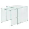 vidaXL Nesting Table Set | Set of 2 | Clear | Tempered safety glass | Two Piece