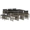 vidaXL 11 Piece Garden Dining Set with Cushions Grey Poly Rattan