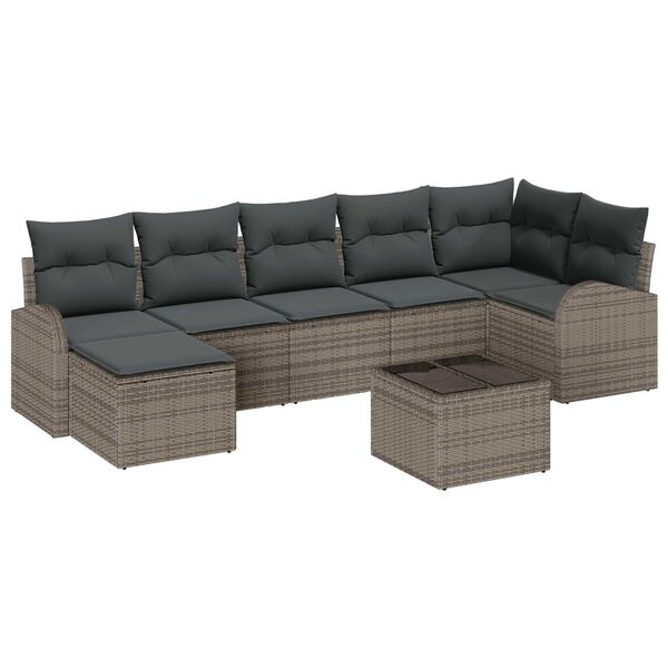 vidaXL Garden Sofa Set 8 pcs Grey Poly rattan