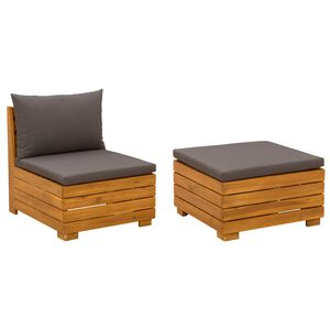 vidaXL Garden Lounge Set with Cushion 2 Piece Brown Solid Acacia Wood