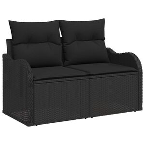 vidaXL Garden Sofa with Cushion Black 121 x 62 x 69cm Poly Rattan