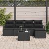 vidaXL Sofa Set with Cushion with Storage 6 pcs Black Poly Rattan