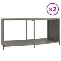vidaXL Storage Shelves 2 pcs Grey Poly Rattan