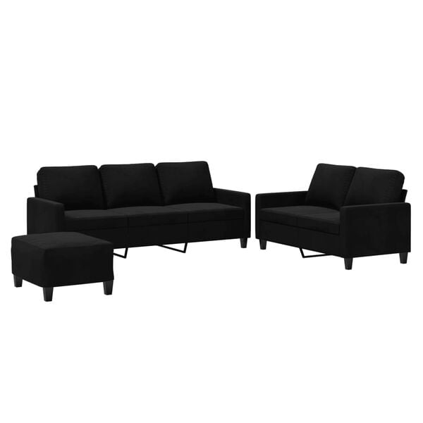 vidaXL 3 Piece Sofa Set with Cushions Black Velvet