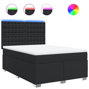 vidaXL Box Spring Bed with Mattress Black Queen Faux Leather