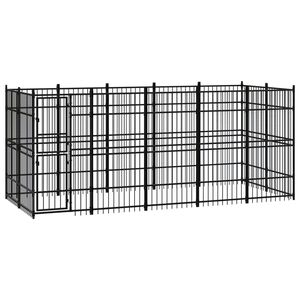 vidaXL Outdoor Dog Kennel Steel 9.22 m&sup2;