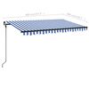vidaXL Manual Retractable Awning with LED 400x300 cm Blue and White