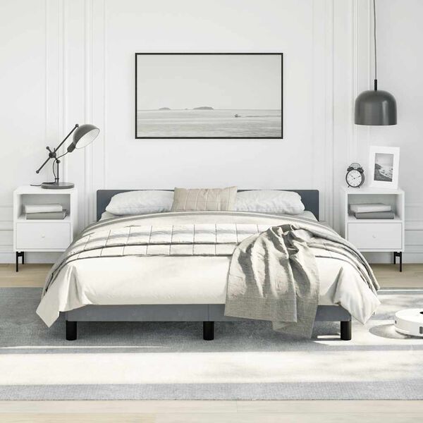 vidaXL Bed Frame without Mattress Dark Grey Double Velvet