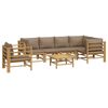 vidaXL 7 Piece Garden Lounge Set with Taupe Cushions Bamboo