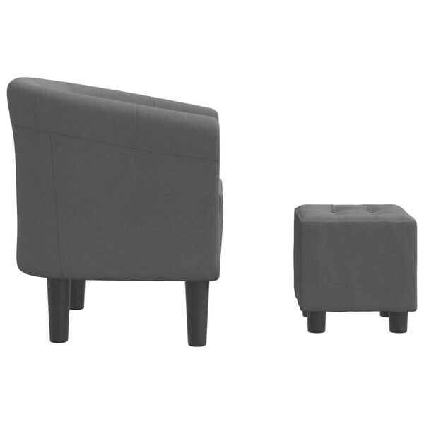 vidaXL Tub Chair with Footstool Dark Grey Fabric