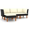 vidaXL 4 Piece Garden Lounge Set with Cushions Poly Rattan Black
