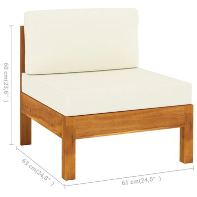 vidaXL 7 Piece Garden Lounge Set with Cream White Cushions Acacia Wood
