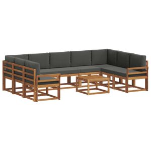 vidaXL Outdoor Sofa Set 10 pcs Natural and Anthracite